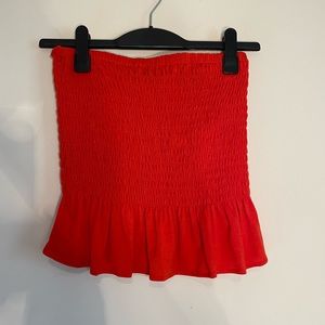 Smocked Strapless Crop Top